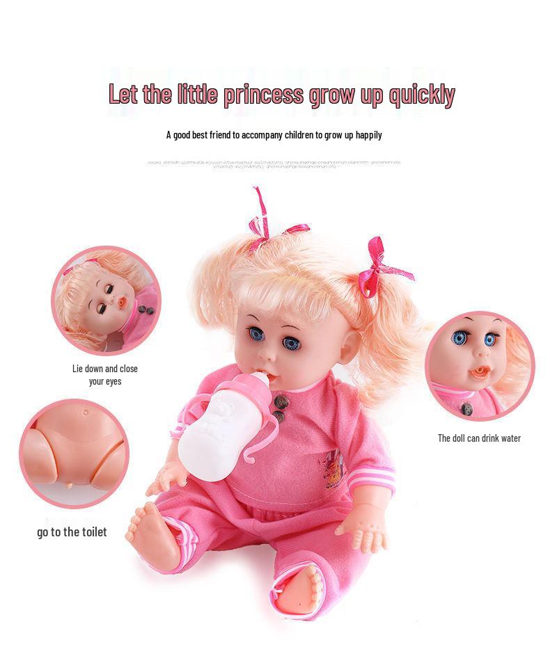 Baby Girl Doll Stroller with Light and Sound - Pretend Play Birthday Gift