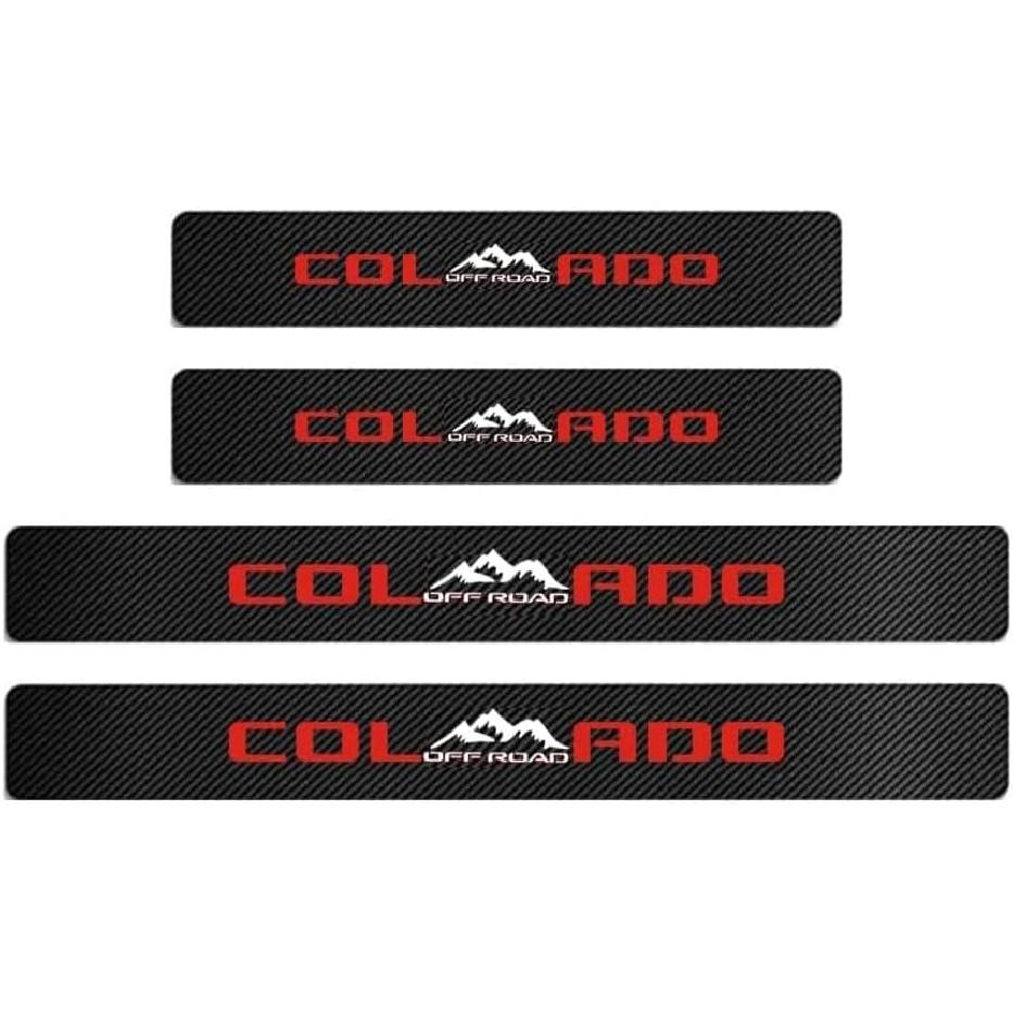 MAXMILO 4Pcs Car Door Sill Protector Reflective 4D Carbon Fiber Leather Sticker Decoration Door Entry Guard Accessories Compatible With Colo4X4Rado