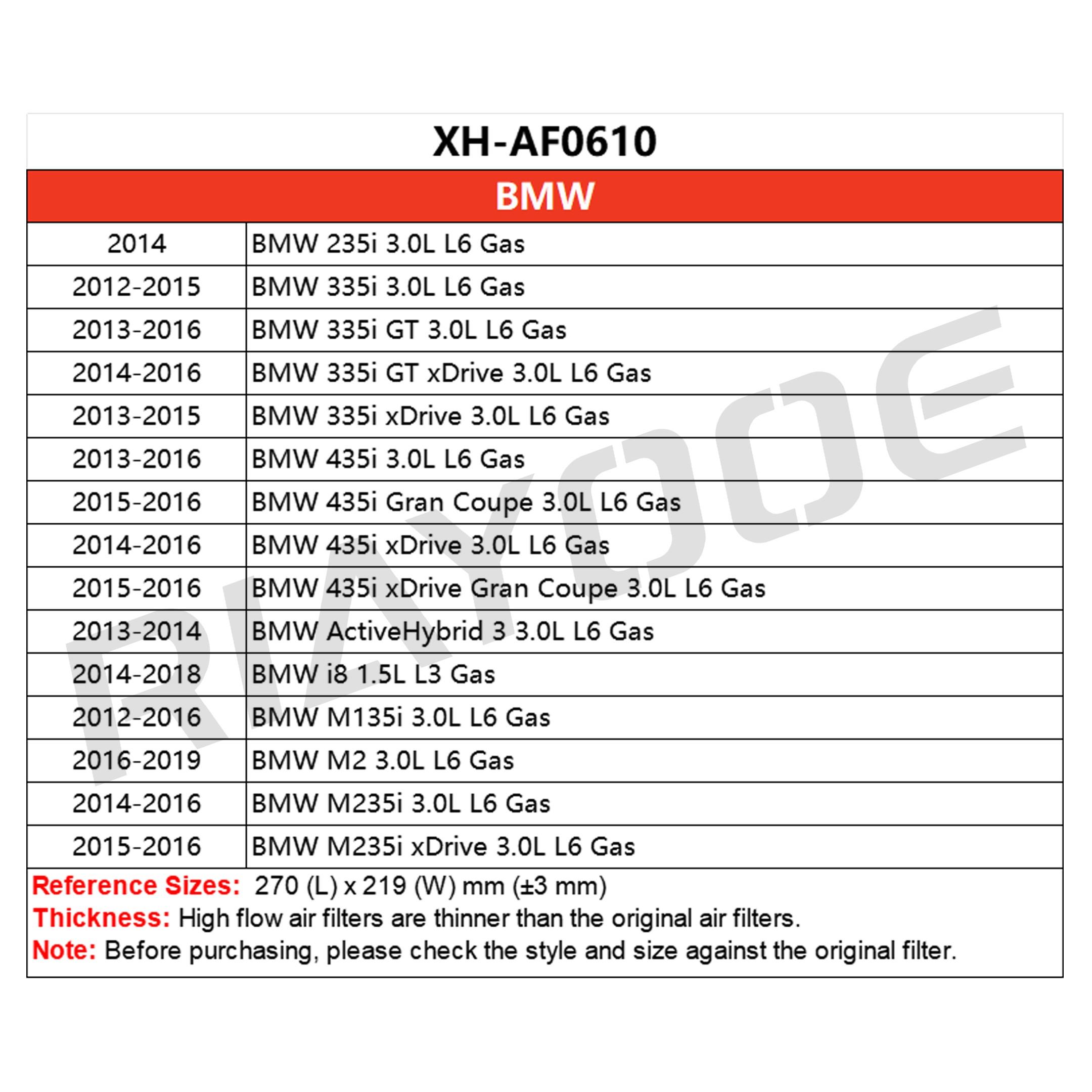 

Car Cold Air Intake Filter for BMW 235i 335i GT xDrive 435i Gran Coupe ActiveHybrid i8 M135i M2 M235i Washable Sport Air Filter 1PCS