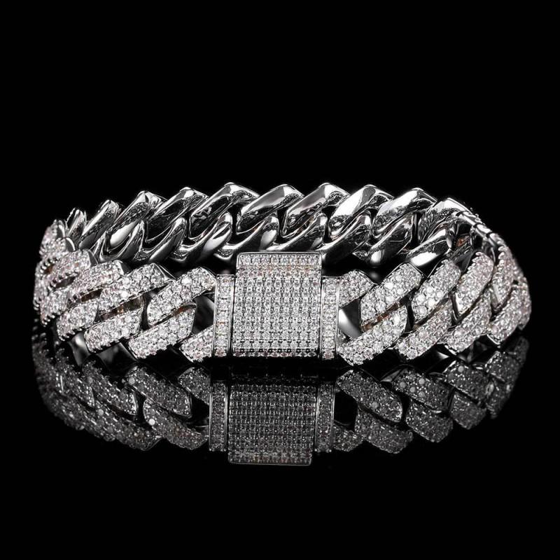Kubanische Kette Armband Herren Damen Strass Inlay Geometrische Glieder Hip Hop Schmuck Gold Platin 10-20mm Breite
