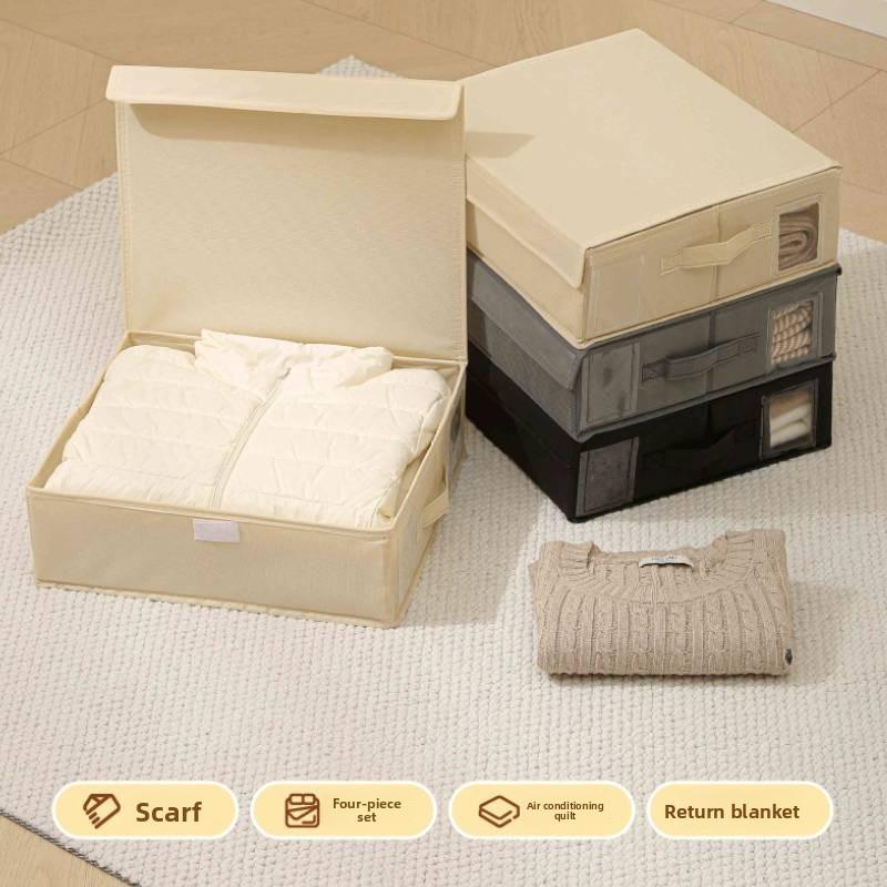Modern Foldable Fabric Storage Bin With Lid For Bedroom Closet Organization