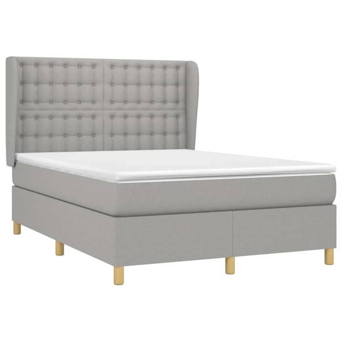 VidaXL Lit à sommier tapissier avec matelas Gris clair 140x190cm Tissu - Modèle 3128837