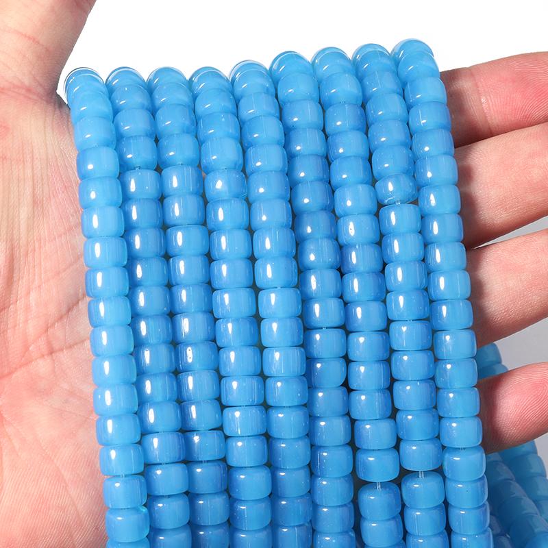 1 String 8x6mm Solid Color Glass Beads Cylindrical Loose Spacer Beads For Jewelry Making DIY Crafts Bracelet Necklace Wholesale