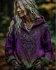 Autumn/Winter Loose V-neck Drop Shoulder Women's Thick Knit Hoodie with Faux Fur