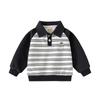 Children's POLO neck sweater boys contrasting color lapel collar long sleeve autumn new casual top medium and small children spring and autumn