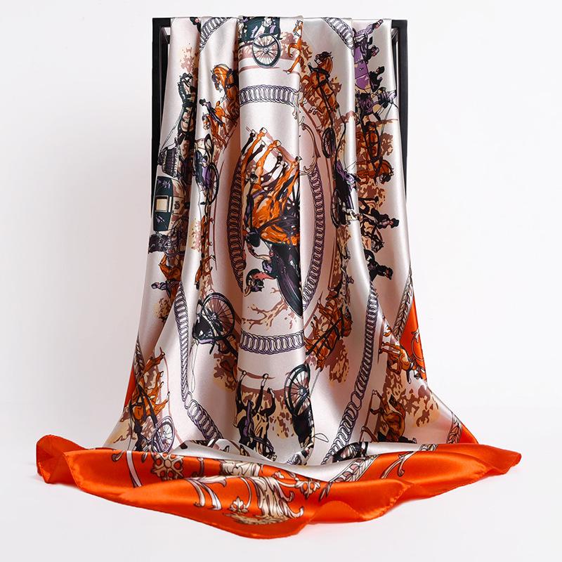 90*90cm Square Silk Scarves Women Foulard Head Scarf Ladies Shawl Wrap Muffler Pareo Bandanna Female Chiffon Hijab Poncho Beach