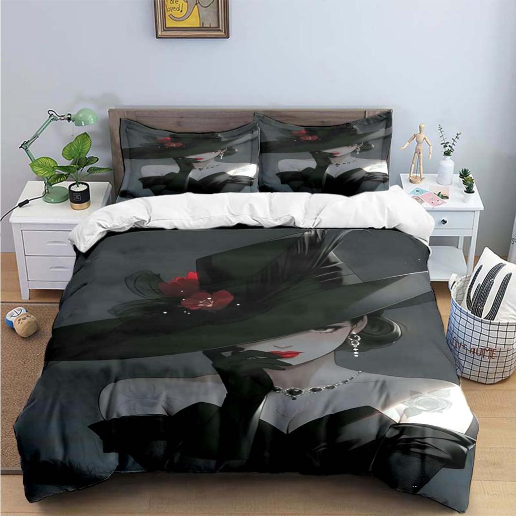 Fashion New Woman-Sexy Black And White Print Bedding Sets Bed Supplies Set Duvet Cover Bed Comforter Set Bedding Set Luxury Gift