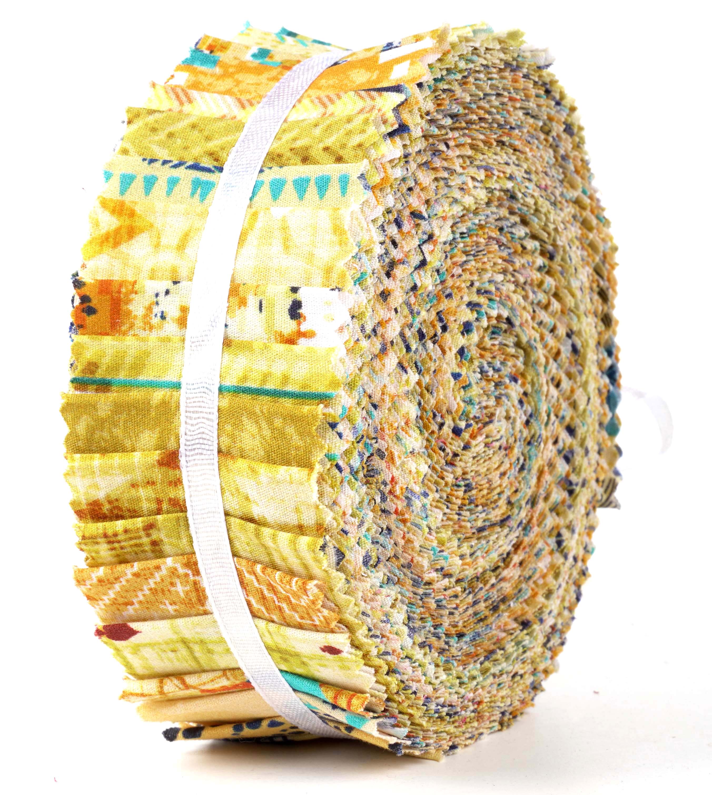 

Soimoi 40 шт. Геометричний і текстурний принт. Бавовняна попередньо нарізана тканина для стьобання ремісничих смужок 2,5x42 дюймів желейний рулон - 1.5x42inches жовтий