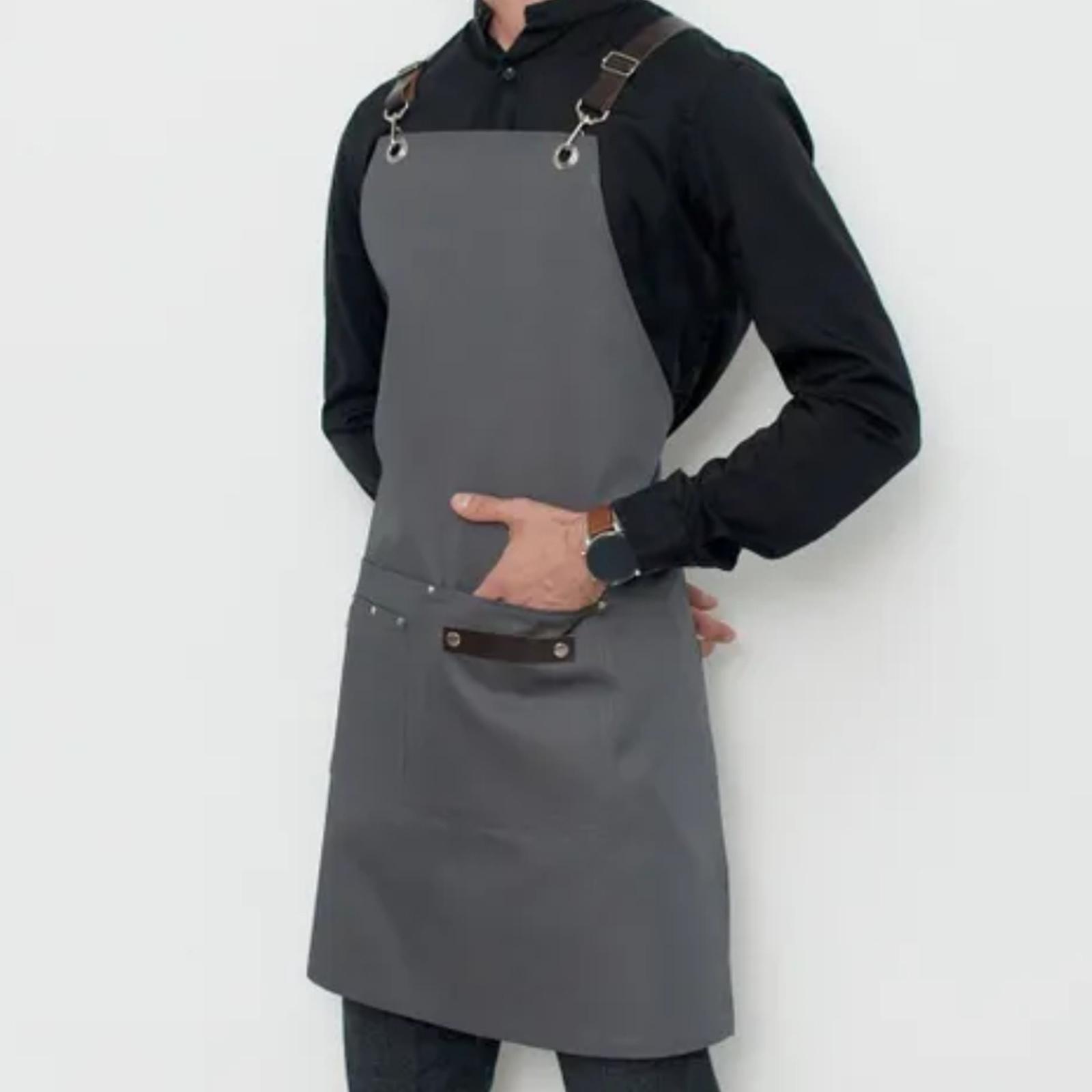 

Водонепроницаемый холщовый фартук для дома, кухни, ресторана, магазина молочного чая, с перекрещенной спиной, корейский стиль, модная рабочая одежда One Size