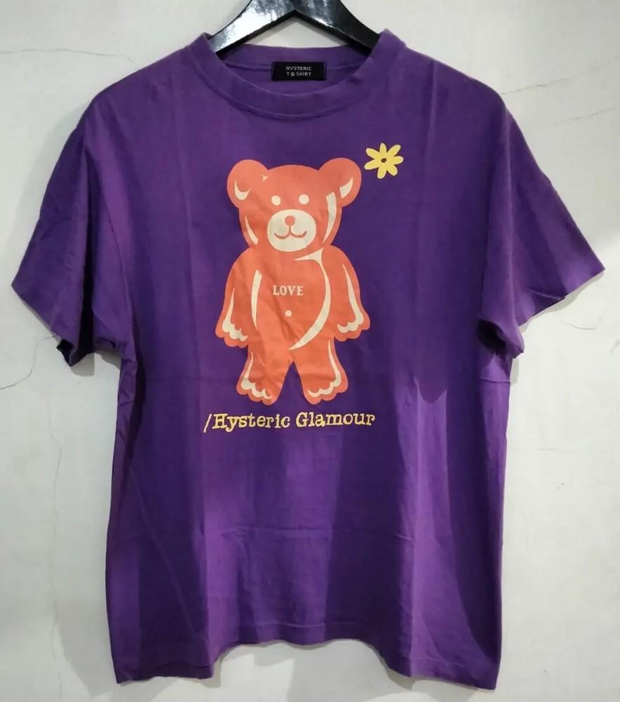 Винтажная футболка Hysteric Glamour с принтом медведя и надписью Love, короткий рукав, фиолетового цвета, KV35912, Унисекс XXXXL
