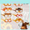 Funny Thanksgiving Party Decorative Glasses For Photos Autumn Maple Leaf Thanksgiving Paper Glasses Characters)