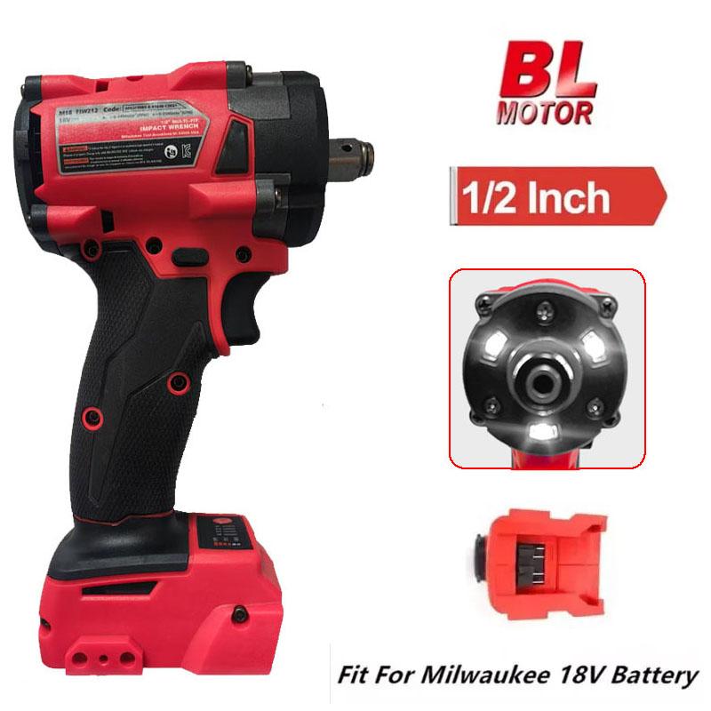Brushless Impac Wrench 500N.m Electric Driver 1/2" Repair Cordless Screwdriver 4 Gears Power Tools for Milwaukee 18V Battery