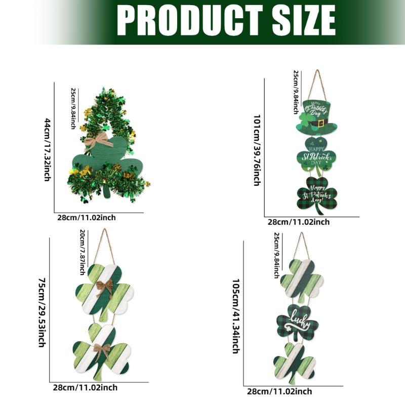 Irish Festival Decoration Wood Shamrock Door Sign Hanging Ornament for Front Door Mantels Tree Holiday Party Decoration