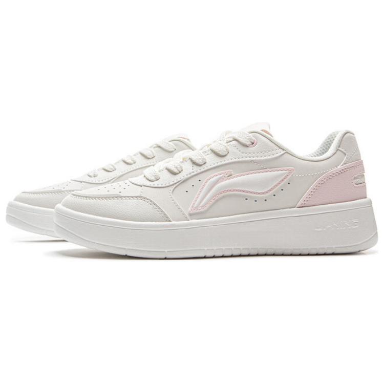 Li Ning Yuan Bao Pure Classic Fashion Versatile Youthful White Sneakers Women Sneakers Pink AGCV148-1