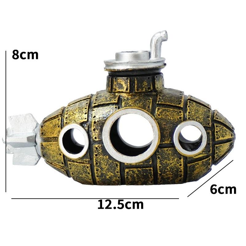 Resin Submarine Ornament Aquarium Decoration Fish Tank Scenic Decor Shrimp Hideout Theme Ornament ZSP03