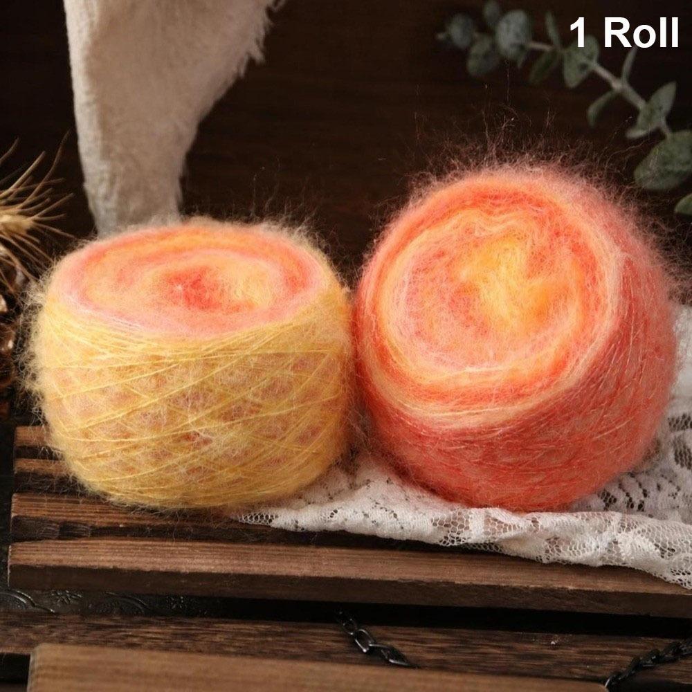 50G Gradient Color Rainbow Mohair Yarn Organic Cotton Blend Soft Texture Crochet Yarn 50g Weight Fine Hollow Hollow Yarn