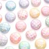 2pcs [25mm] Flat Round Acrylic Beads Plaid Flower Flat Beads For Jewelry Making DIY Pendant Keychain Crafts Findings