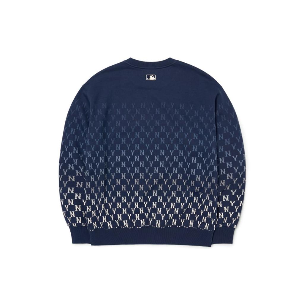 MLB New York Yankees Logo Gradient Full Print Crewneck Long Sleeve Sweatshirt Unisex Sweatshirt Navy-Blue 3AMTM1024-50NYD