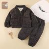 2025 Kids' Leopard Print Winter Velvet Two-Piece Set