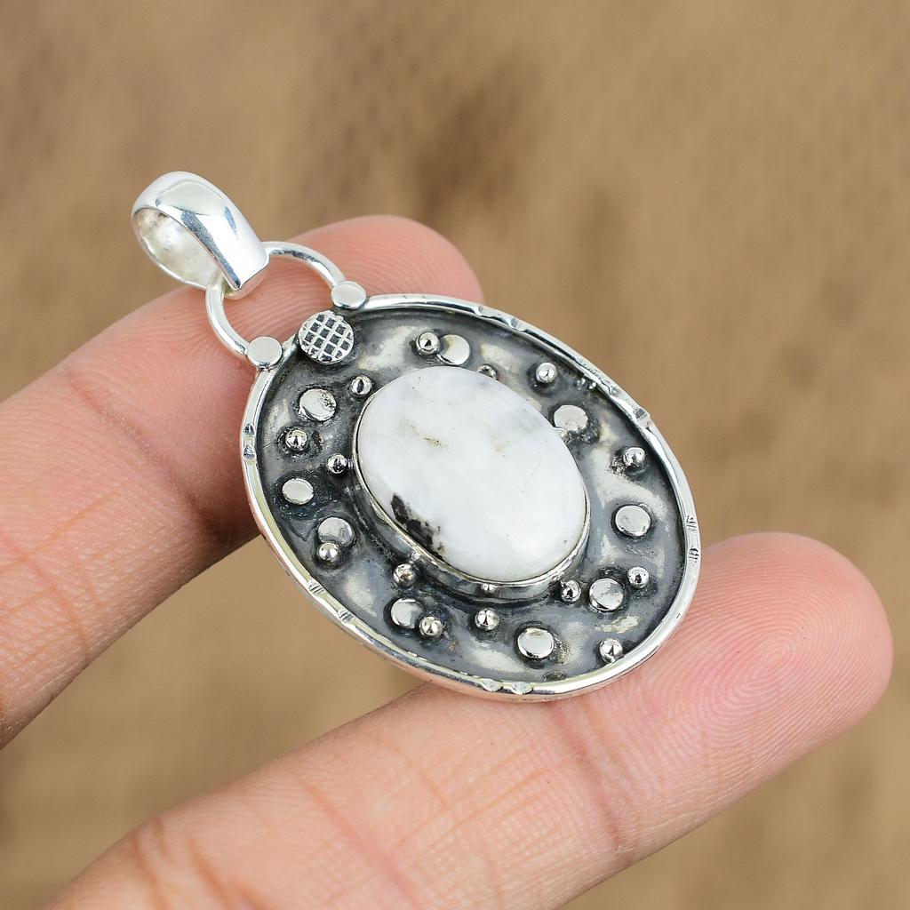 Womens Day Deal Zebra Jasper Stone Sterling Silver Daughter Anniversary Pendant
