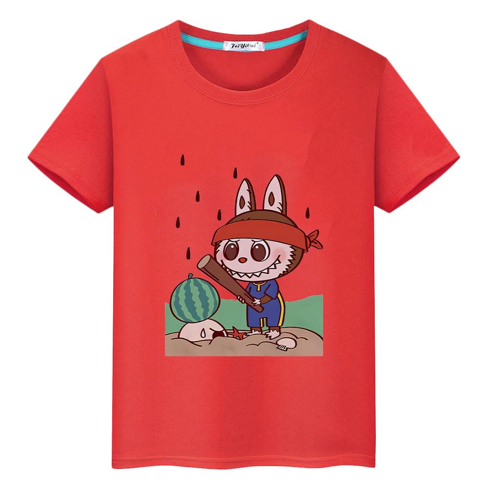 Labubu 100%Cotton T Shirt for Kids Boy 10years Kawaii Tops Pride Tshirt Anime Short Y2k Toddler Girl Clothes Kids Clothes Girls