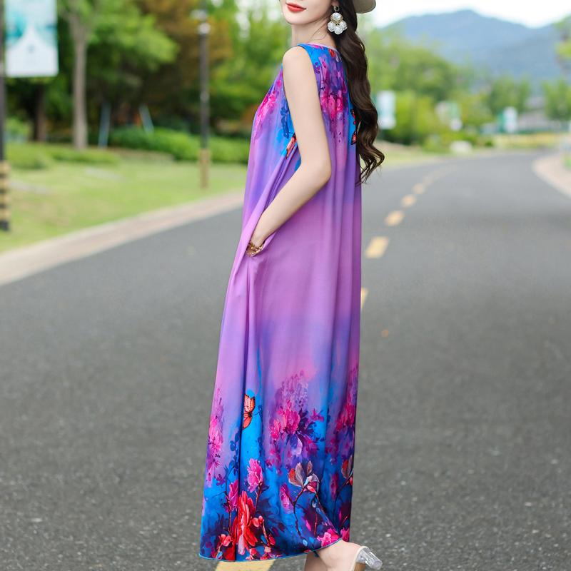 Woman Summer Dress Vintage Clothes Casual Sleeveless Long Dresses