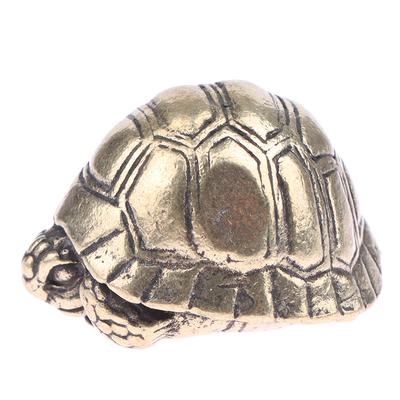 Heavy Ball Shape Turtle Miniatures Figurines Antique Metal Brass Animal Tortoise Small Statue Home Table Tea Pet Ornament