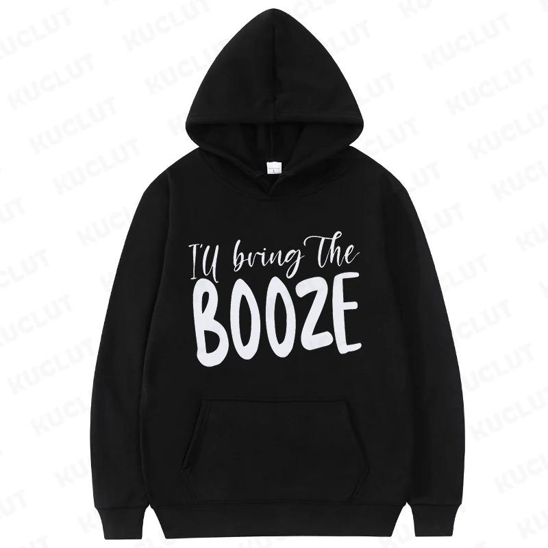Funny Team Bride Hoodies Clothes I'll Bring The Chaos Booze Loose Pullover Hooded Sweatshirt Girls Bachelorette Party Sportwear