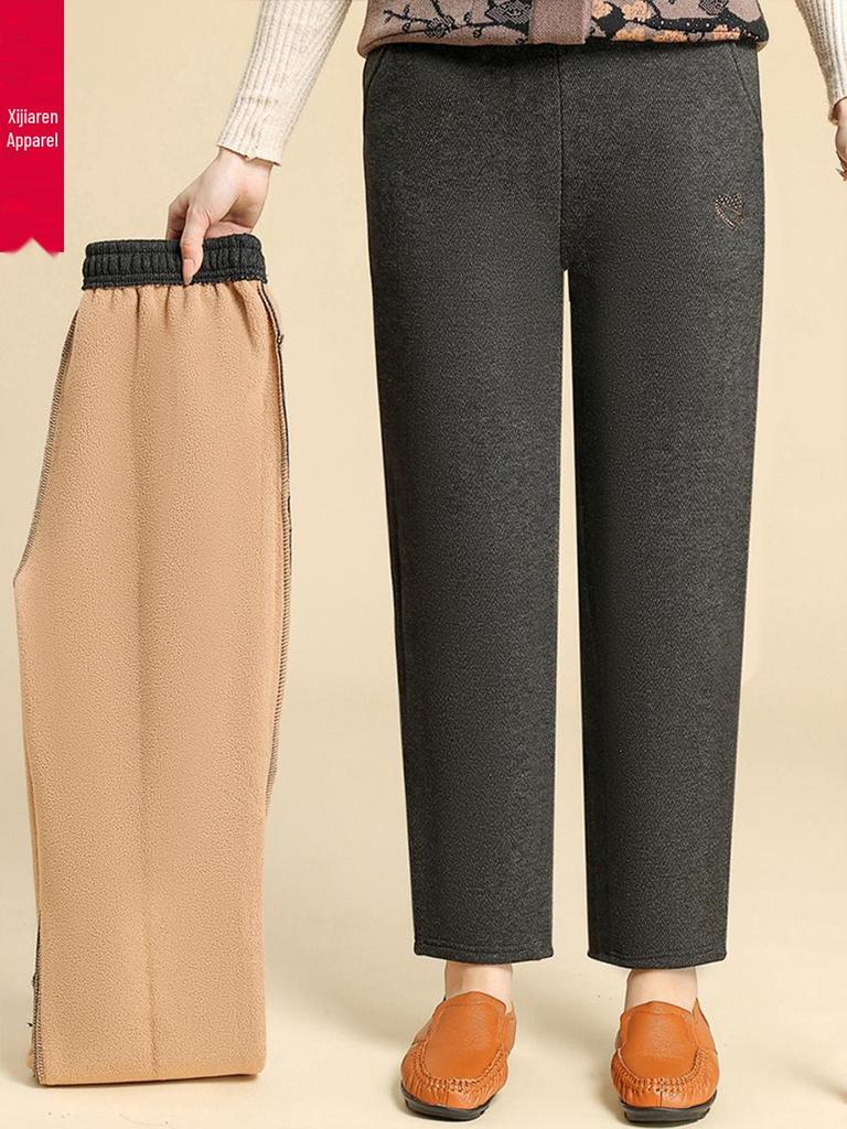 Pantaloni in Lana Foderati in Pile da Donna per Anziani - Larghi, Dritti, Stile Autunno/Inverno