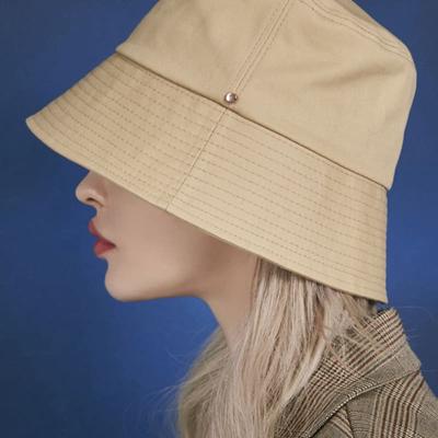Rose Gold Rivet Bucket Hat Beige