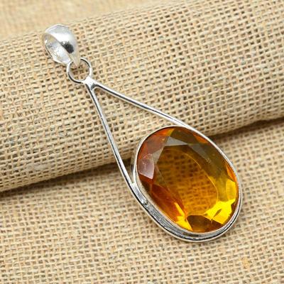 Meravigliosi gioielli con ciondolo fatti a mano in argento sterling 925 con pietra preziosa topazio miele