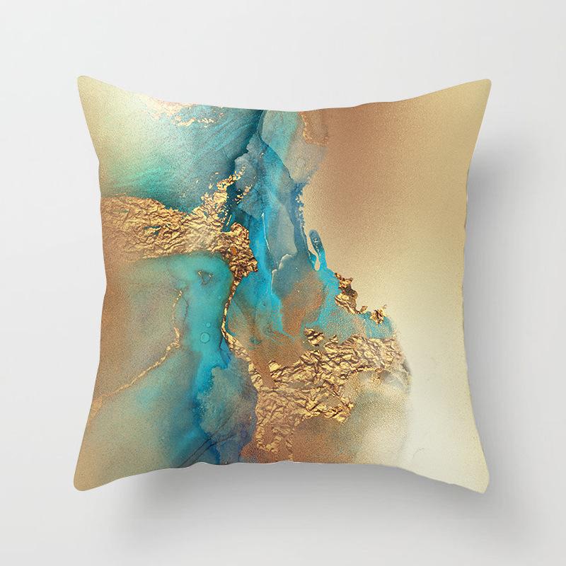 Nordic Watercolor Gold Foil Texture Printed Pillowcase Golden Home Sofa Pillowcase