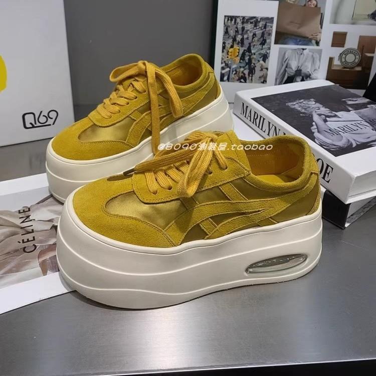 Spring and summer muffin bottom versatile breathable sardine cloth heightened thick-soled German training women's shoes ultra-light