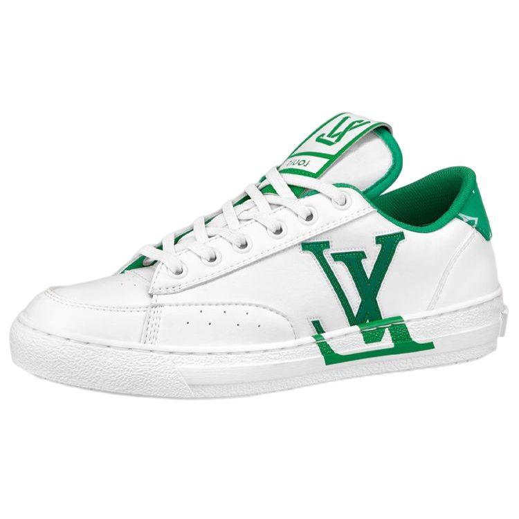 Louis Vuitton Charlie Leather Low Top Stylish Skateboarding Shoes Men's White Green 1AANJ7