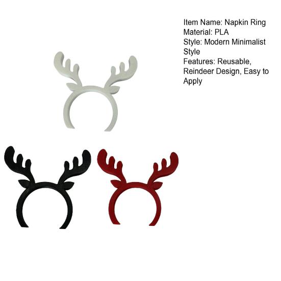 Reindeer Napkin Ring Christmas Napkin Holder 3D Printed Antler Napkin Ring for Holiday Parties Xmas Dinner Wedding Decor