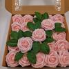 8CM Faux Rose Flower Gift Box Set with Leaves - Includes 25 or 50 Flowers for Home Decoration