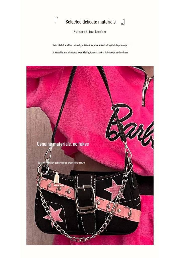 2025 Trendy Y2K Star Baguette Shoulder Bag: High-End Cool & Spicy Women's Underarm Bag