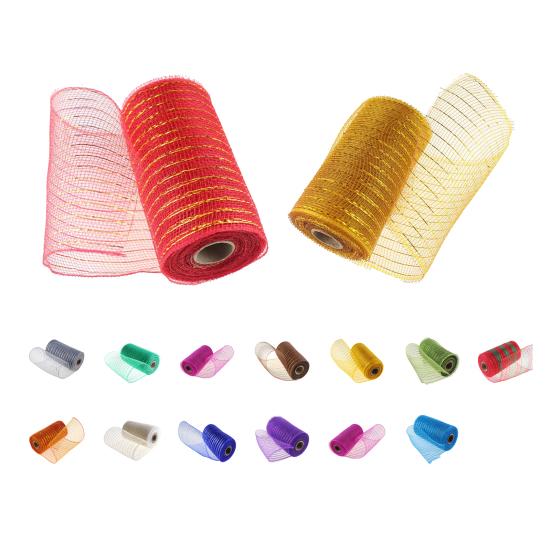 1 Roll Decorative Mesh Eco-friendly High Toughness Net Yarn Christmas Poly Mesh Ribbon Metallic Strips Decor for Home