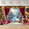 1pcs Winter Wonderland Christmas Background Cloth  Featuring Trees  Gifts  and Snowflakes  Suitable for Halloween