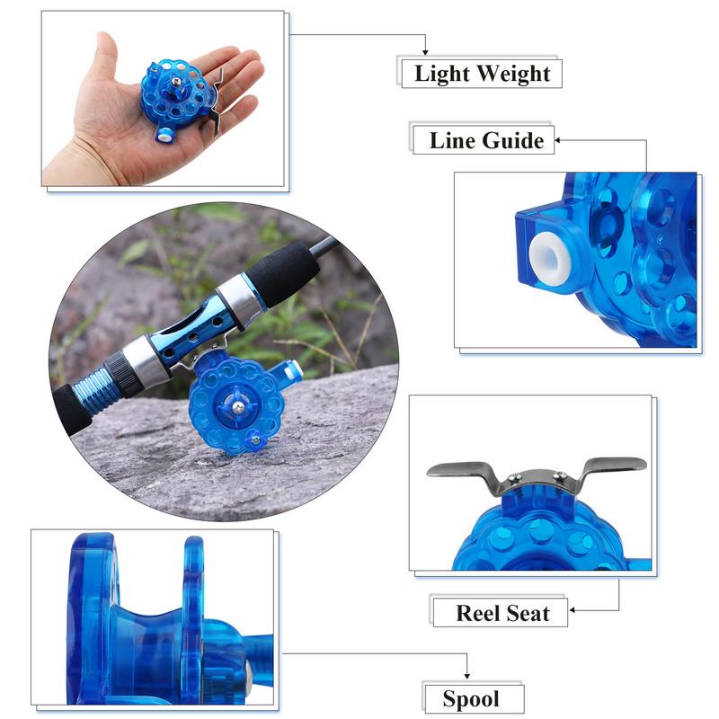 Set Canna Da Pesca Sul Ghiaccio Fockety – Combo Ultraleggera 67 Cm In Fibra Di Carbonio Con Mulinello E 10 Ami, Kit Completo Per Bambini E Principianti
