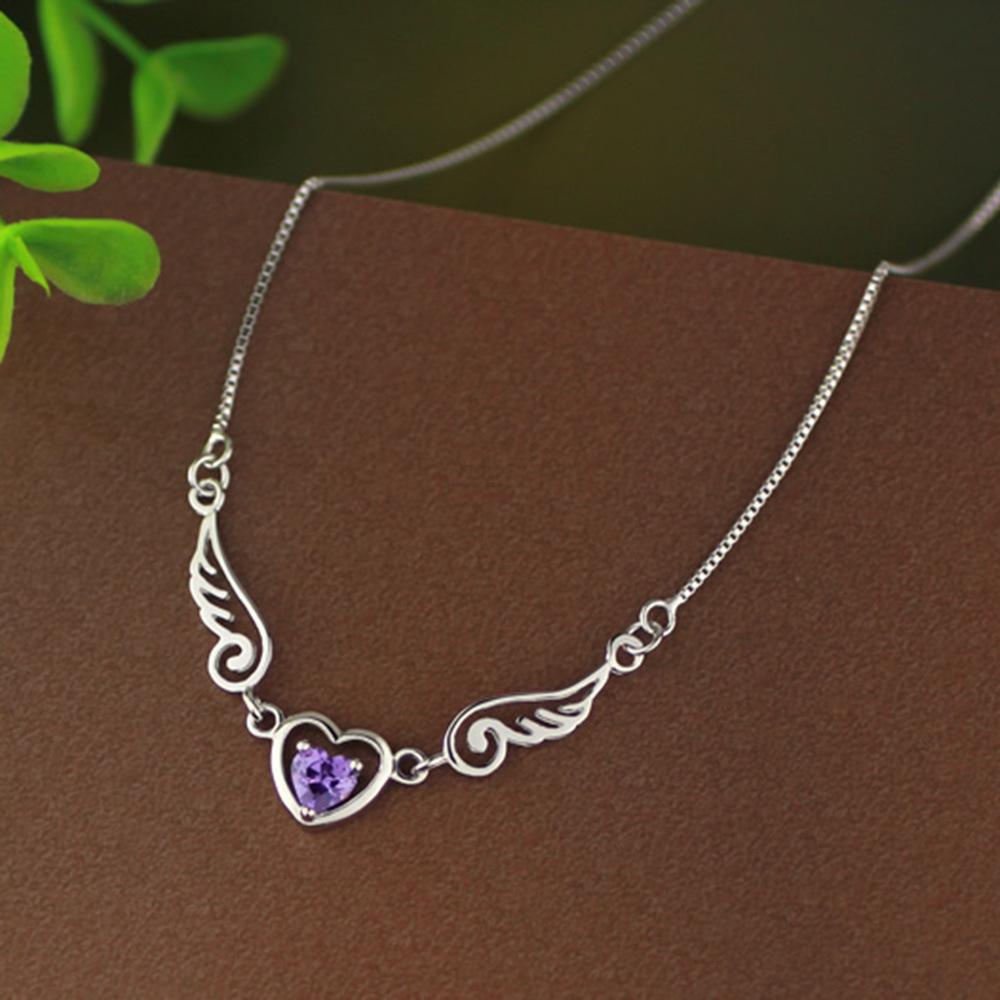 925 Sterling Silver Fashion Light Luxury Angel Love Wings Love Zircon Necklace Birthday Party Anniversary Gift белый