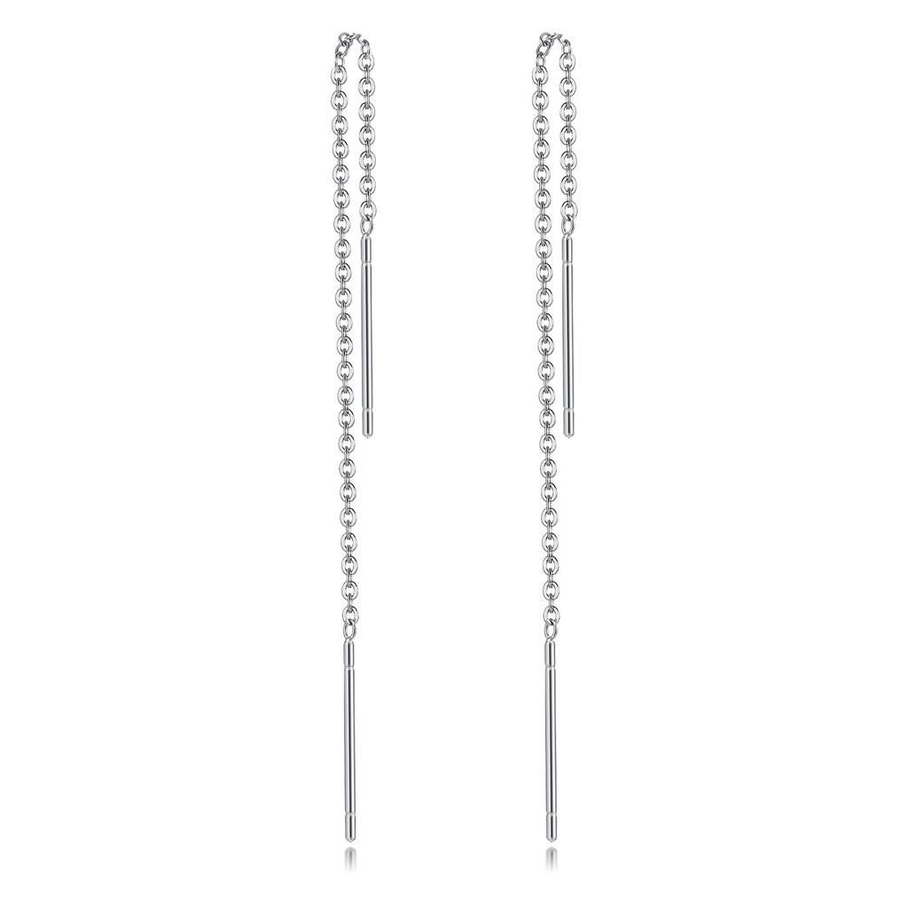 Long Threader Earrings for Women, Thin Linear Earring,Stainless Steel Chain Drop Ear Line , Fashion Korean Jewelry