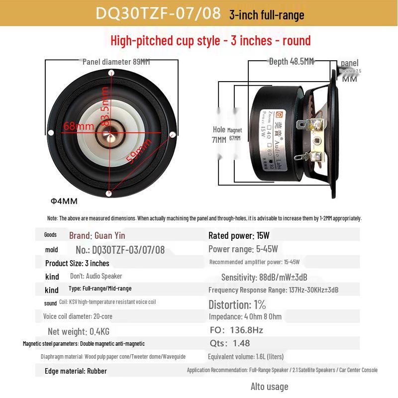 HiFi Compact 4-Inch Full-Range Speaker - Premium 2-Inch To 5-Inch Mini Sound Loudspeaker.