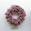 Handmade Christmas Wreath with Red Berries & Green Leaves on Steel Ring for Door Decoration