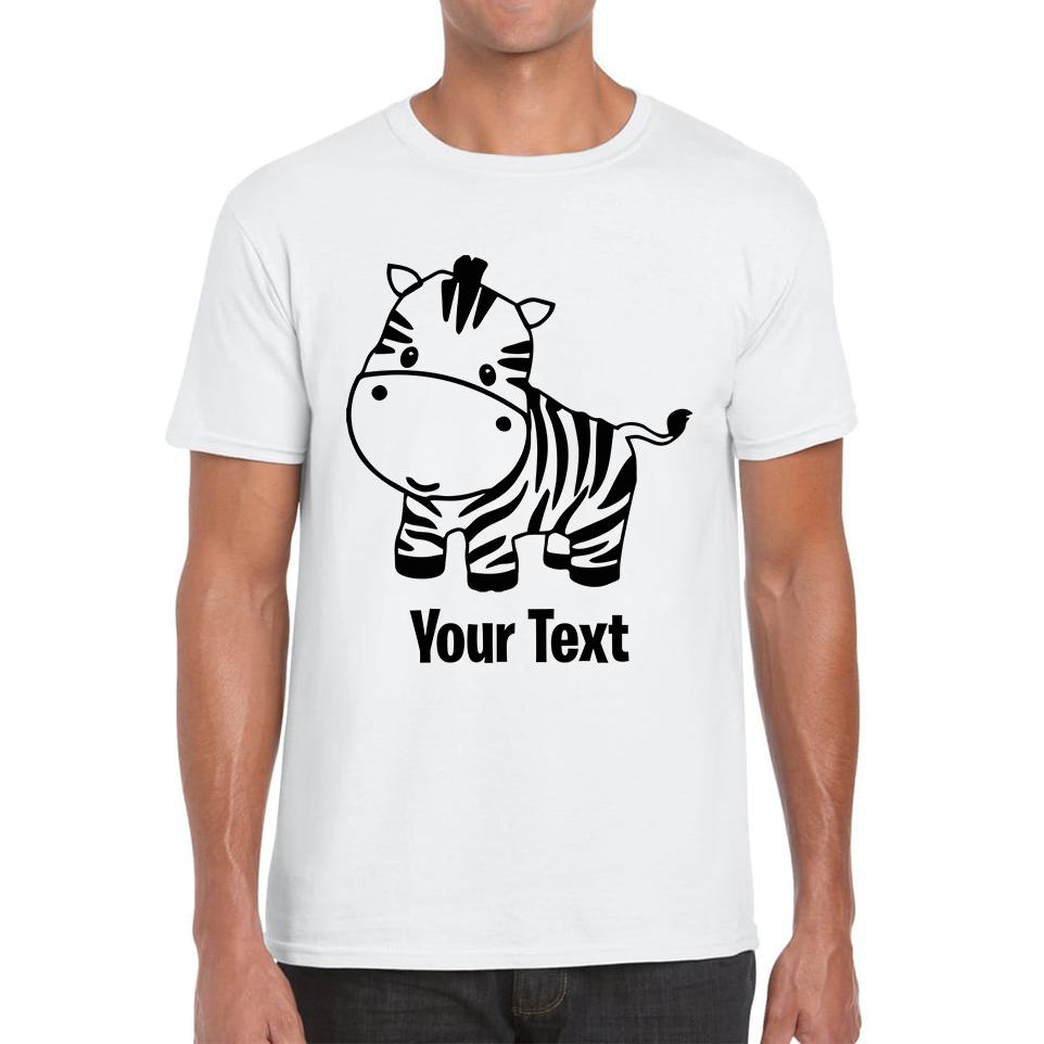 Personalised Cute Little Zebra Your Name Safari Animal Zoo Jungle Mens Tee Top 2XL