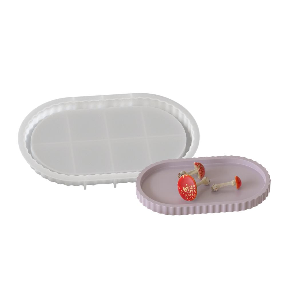 Forma na úložný tác pro šperky a drobnosti Praktická oválná pruhovaná silikonová forma pro výrobu personalizovaného popelníku a misky