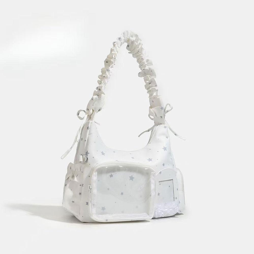 Market-6 Japanse Stijl Harajuku Schoudertas Transparante Ita Bag Dames Ruches Handtassen Koreaanse Mode School Crossbody Tas white