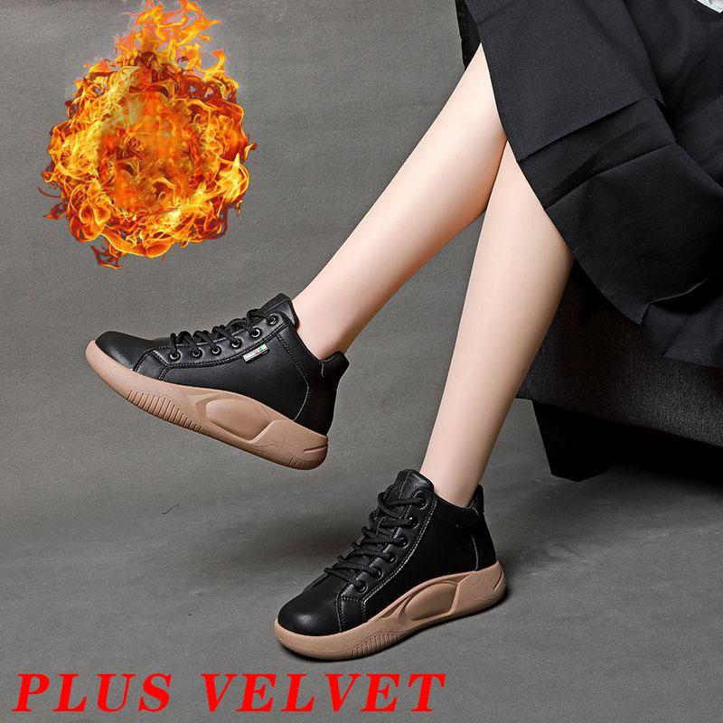 

Плюс бархатные теплые спортивные кроссовки для отдыха, универсальные белые туфли для женщин, кроссовки Gao Bang на платформе в корейском стиле, зима 2024 г. 35