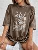 Tokyo Flowers And Birds Cotton Washed TShirts Womens Summer Oversized T Shirt ONeck Short Sleeve Tops Casual Women Clothes