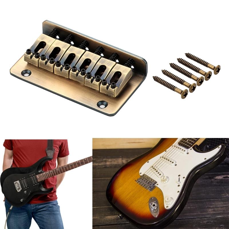 6 String Fixed Bridge Electric Bass Bridge Adjustable String Bass Bridge Bass Hardware Metal Texture for Electric Bass